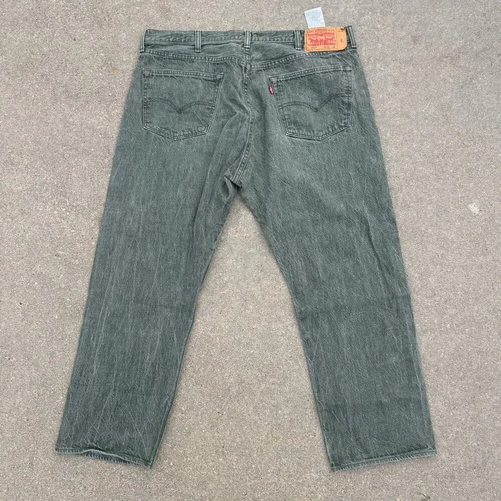 Levi's 501 Button Fly Straight Leg Gray Green White Oak Cone Denim 42x30